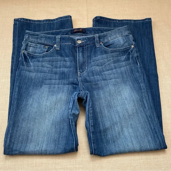 Seven Medium Blue Med Rise Whiskered Flared Jeans - Picture 15 of 16